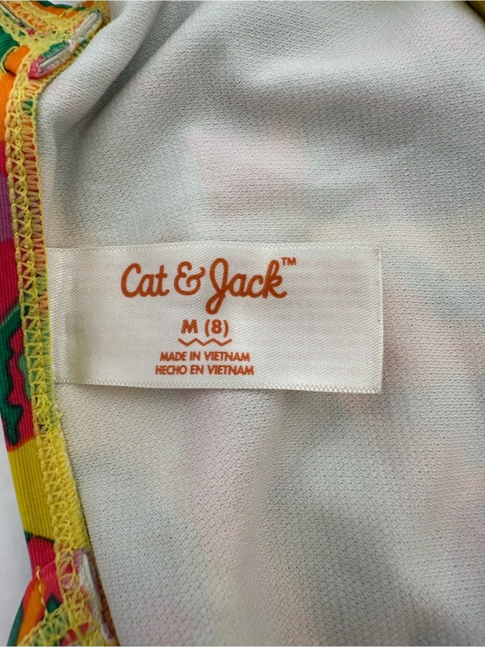 Cat & Jack Multicolor Tropical-Trim One-Piece Swim Green, Yellow, Pink Size M(8)